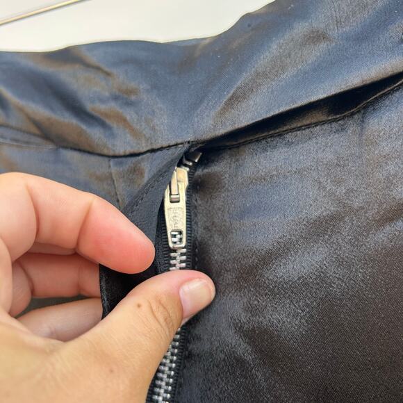 Vintage Designer Wide Leg Satin Slinky Trousers Black Italian 44 Acetate Viscose - Picture 6 of 11